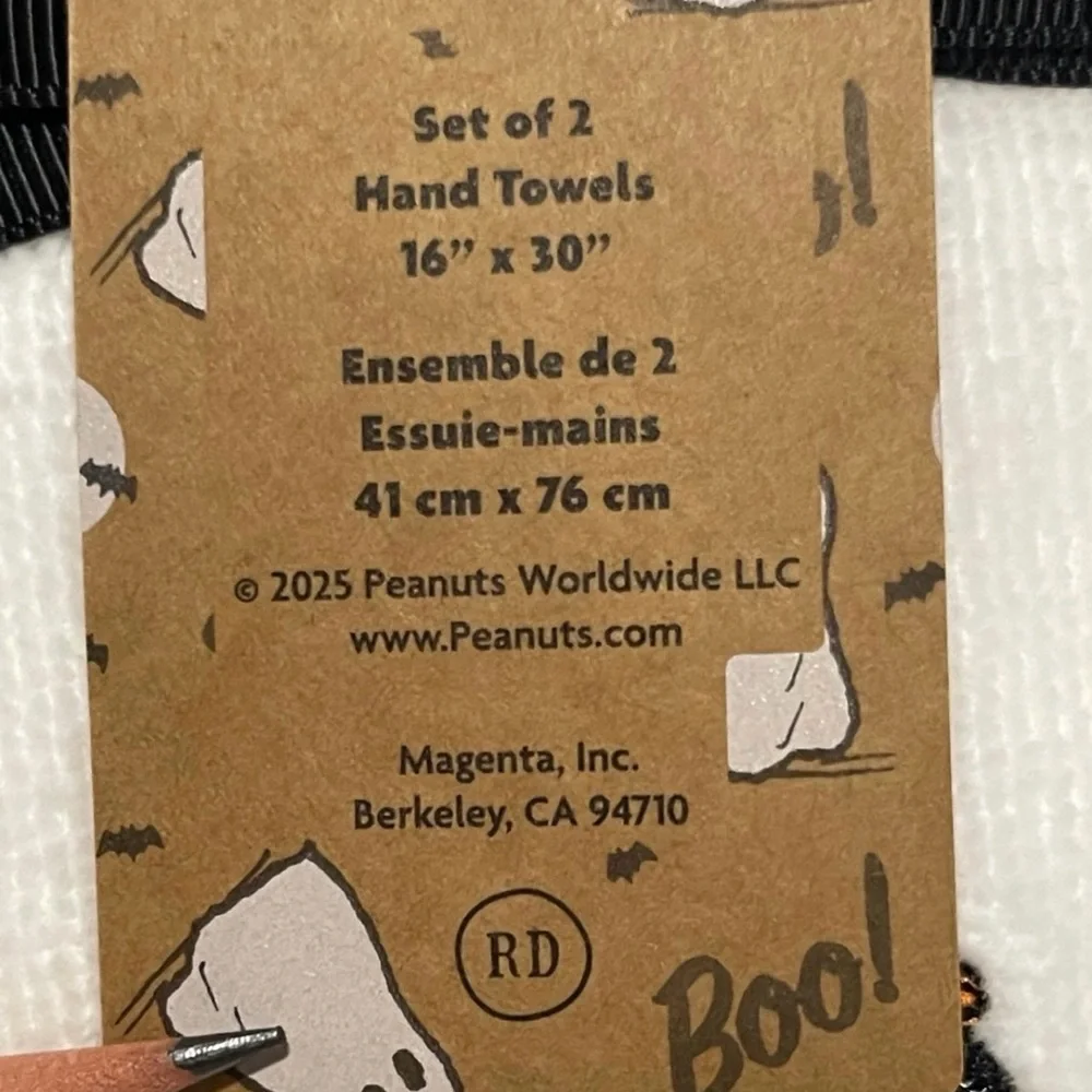 Halloween Rae Dunn Peanuts Snoopy Hand Towels SPOOKY - Peanuts Spooky Towels